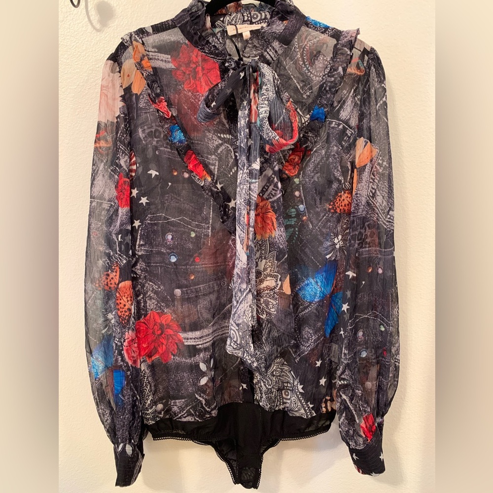 Jade & Cloud Sheer Butterfly Bodysuit Size XL & M